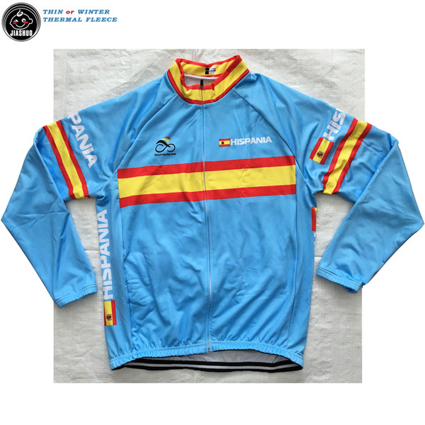 Blue Thin Or Winter Thermal Fleece NEW SPAIN HISPANIA Classical RACE Team Long Cycling Jersey / Shirts &Tops Customized Breathable JIASHUO