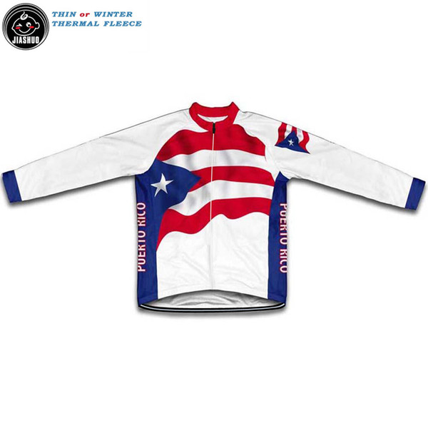 Thin Or Winter Thermal Fleece NEW Classical Puerto Rico RACE Team Long Cycling Jersey / Shirts &Tops Customized Breathable JIASHUO