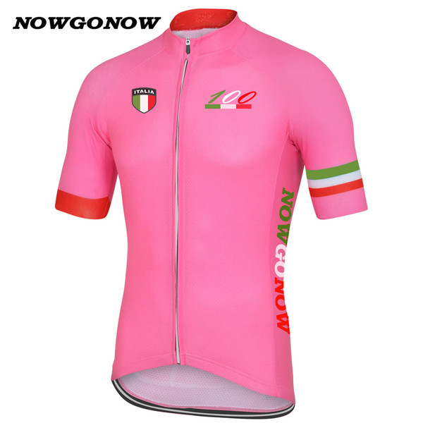 NOWGONOW men team 2017 cycling jersey pink rose leader tour de italy champion clothing bike wear flag style pro racing riding mtb road