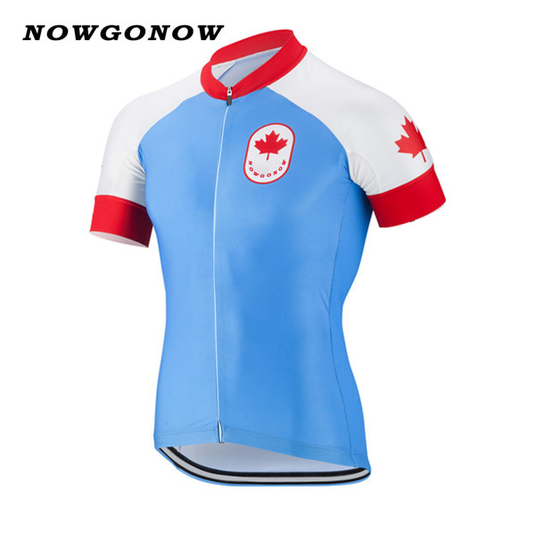 Man 2017 cycling jersey red blue Canada national team short sleeve bike road mountain wear clothing pro riding racing team NOWGONOW