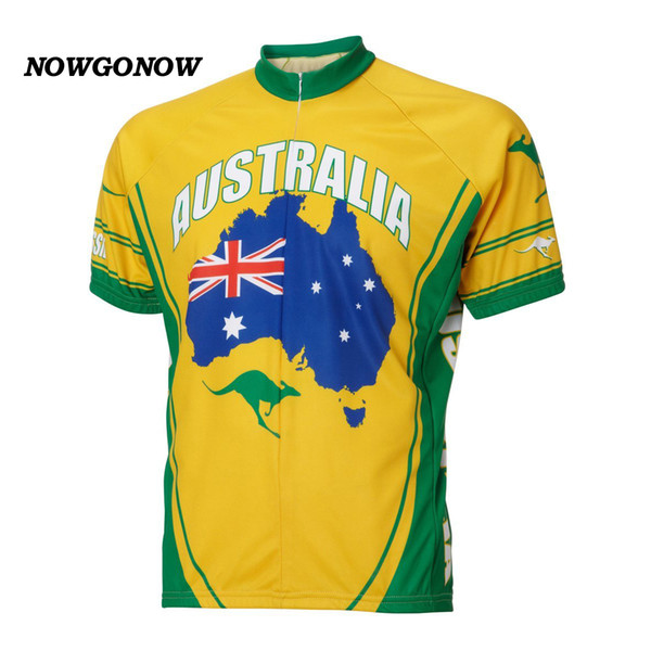 NEW Australia Retro cycling jersey yellow bike clothing wear riding MTB road ropa ciclismo cool NOWGONOW tour man full zip
