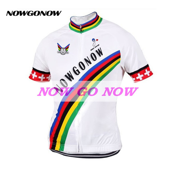 2017 cycling jersey men white+rainbow colorful clothing bike wear nowgonow Retro Jersey summer pro racing ropa ciclismo mtb road bicicleta