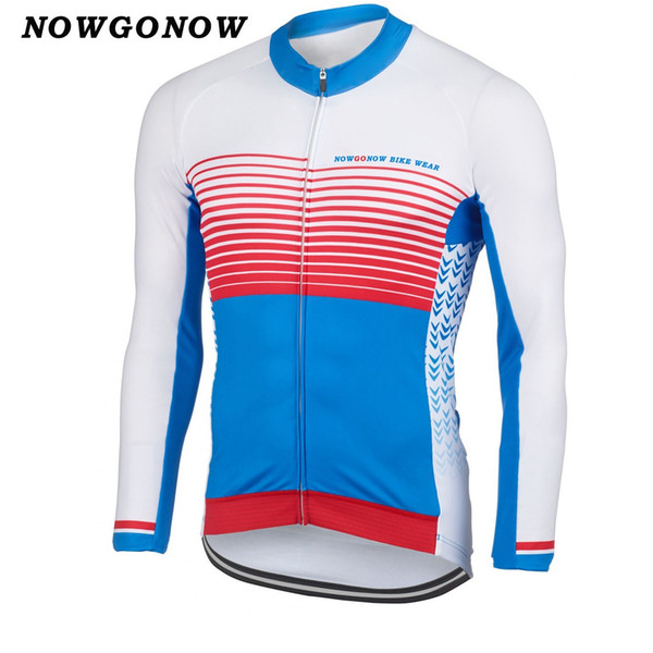New hot 2017 cycling jersey clothing long sleeve red blue white Retro team bike wear mtb road bicyle cycle maillot ciclismo summer NOWGONOW