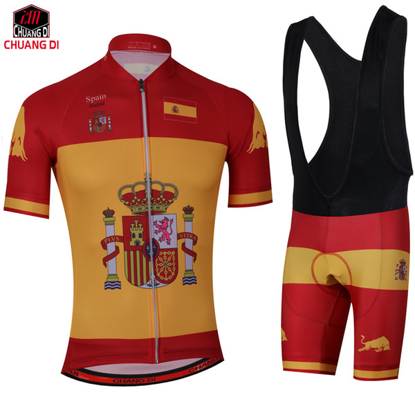 Spain National flag Cycling Sets Breathable Cycling Jerseys Quick-Dry Cycling Clothing GEL Pad mtb Mountain Ropa Ciclismo