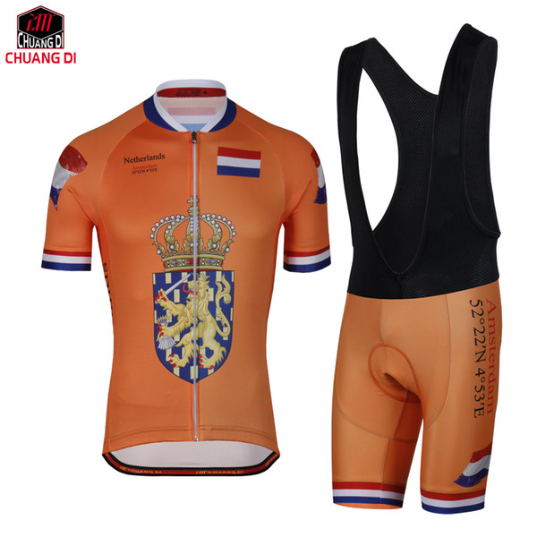 NEW Men's orange cycling jersey dutch Holland Netherlands riding Short Sleeve Jersey MTB / ROAD cycling clothing gel pad