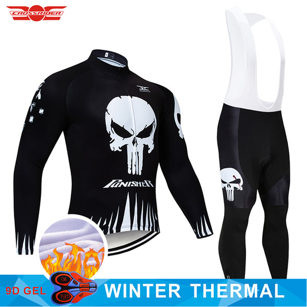 2019 PUNISHER Winter Cycling Jersey 9D Pants Set MTB Bicycle Clothing Ropa Ciclismo Thermal Fleece Bike Jacket Mens Cycling Wear