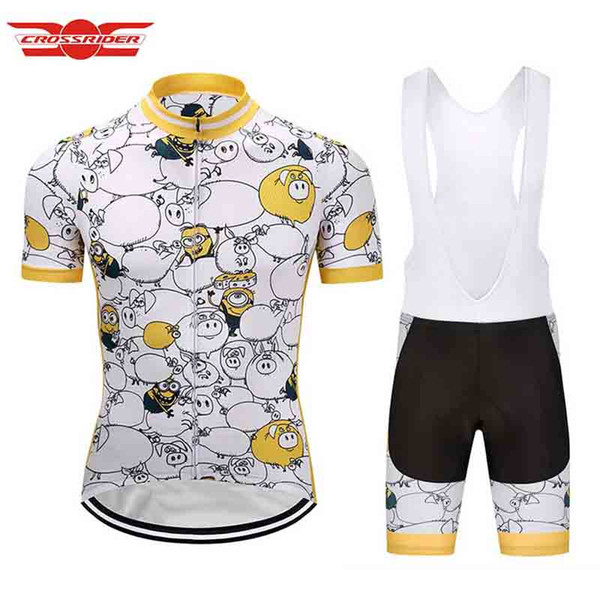 Crossrider Despicable Me Minions Men Cycling Jersey Funny Bike Wear Clothes Short Bib set Maillot Roupa Ropa De Ciclismo Hombre Verano