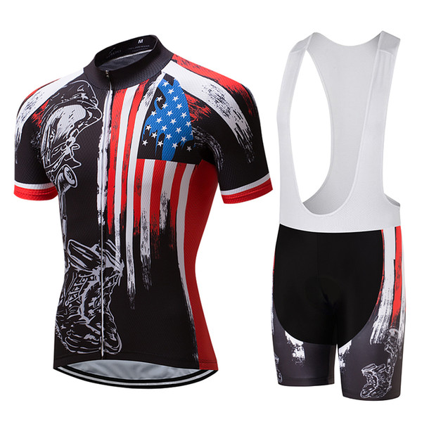 2017 USA Summer Quick Dry Cycling Jersey Pro Team Short Sleeve Bicycle Clothing Bike wear Breathable Cycling Clothing and bib shorts