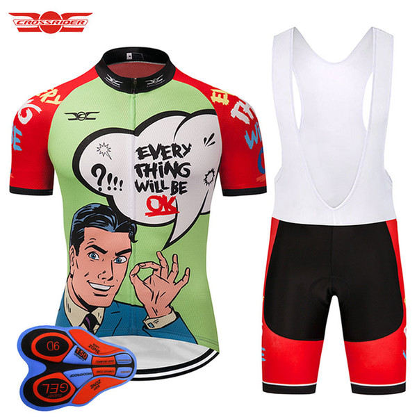 Crossrider 2018 summer mens short sleeve cycling jersey bike wear 9D bib SET MTB uniform PRO cycling clothing bicycle Maillot Culotte suit