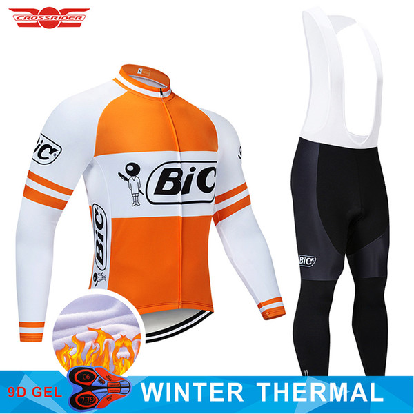 2019 BIC Winter Cycling Jersey 9D Set Retro Bicycle Clothing Ropa Ciclismo Thermal Fleece Bike Jacket Mens Cycling Wear