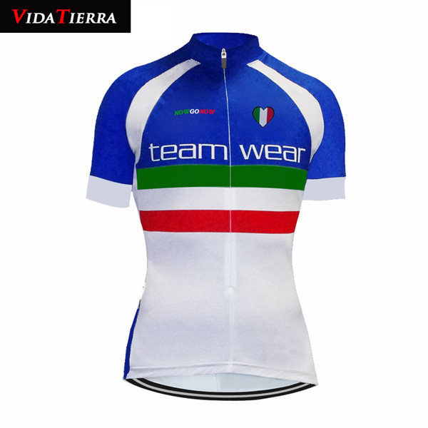 VIDATIERRA 2019 cycling jersey white blue bike wear Italy national team Retro short sleeve downhill jersey Small heart pattern lucky cool