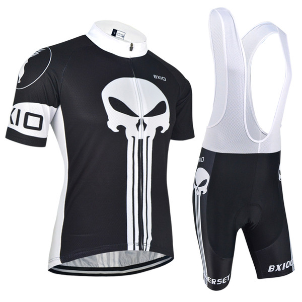 BXIO Brand Hot Selling Cycling Jerseys Anti Pilling Breathable Laycra Black Bike Clothing Ropa Ciclismo Hombre Skull Cycling Clothing BX-024