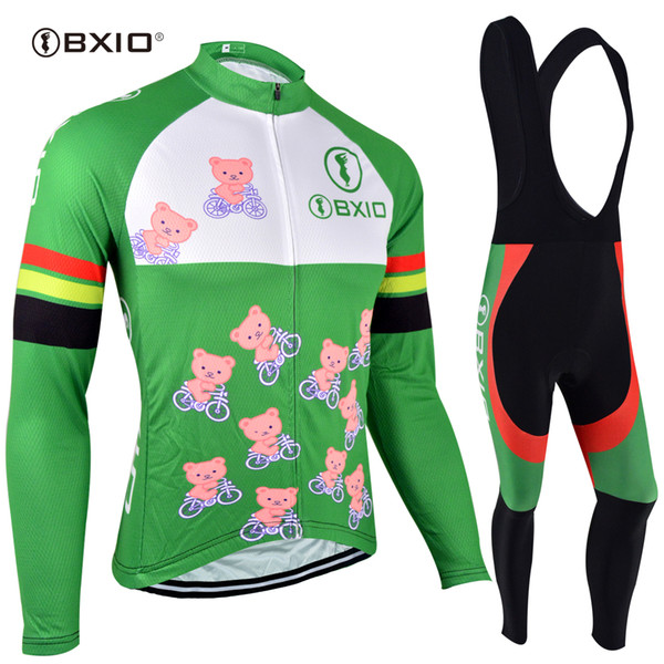 Brand Quality MTB Bike Clothing Winter Keep Warm Cycling Jersey Pro Team Autumn Green Bicycle Clothing 3 Rear Pockets Ropa Ciclismo BX-103