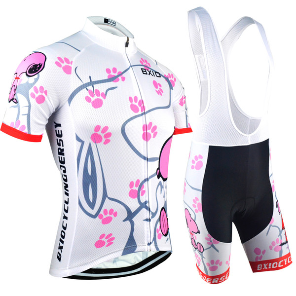 BXIO Cycling Jerseys Mountain Road Bikes Clothes Short Sleeve Snoopy Womens Cycling Jerseys Sets Summer Quick Dry Cycling Clothing BX-021