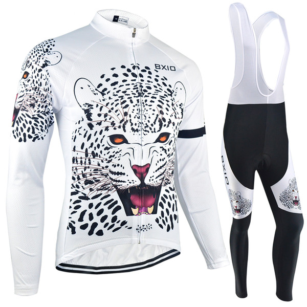 BXIO Winter Thermal Cycling Jerseys And Autumn Cycling Clothes Two Options Long Sleeve Bike Clothes White Tiger Pattern Ropa Ciclismo BX-034