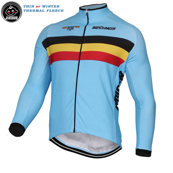 NEW Thin Or Winter Thermal Fleece 2017 Belgium Belgian JIASHUO Classical RACE Team Long Cycling Jersey / Shirts & Tops Breathable Customized