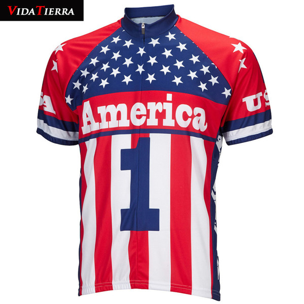 2019 cycling jersey United States America flag bike wear tops national team VIDATIERRA bike jersey classic Summer cool Colorfu winner lucky