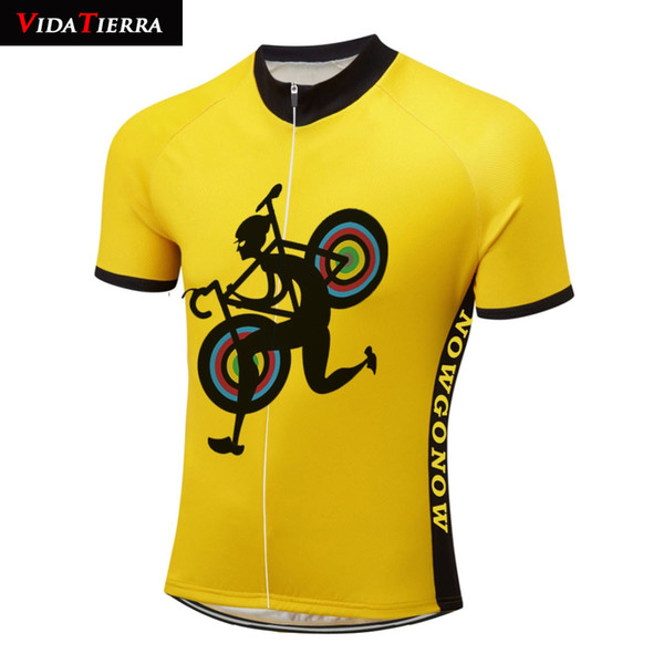 VIDATIERRA 2019 men cycling jersey Yellow Racing Cycling Clothing Cartoon Maillot ciclismo pro team Clothing short sleeve cool lucky classic