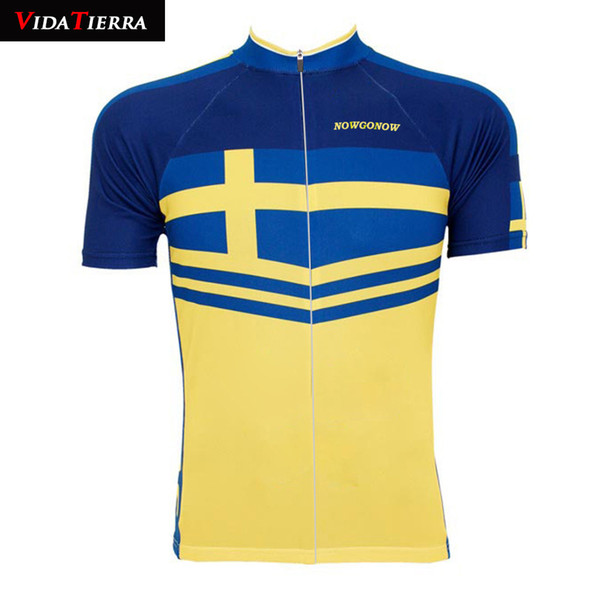 VIDA TIERRA 2019 men Cycling Jersey blue yellow Sweden national team flag pro team Clothing short sleeve leader Domineering lucky mtb jersey