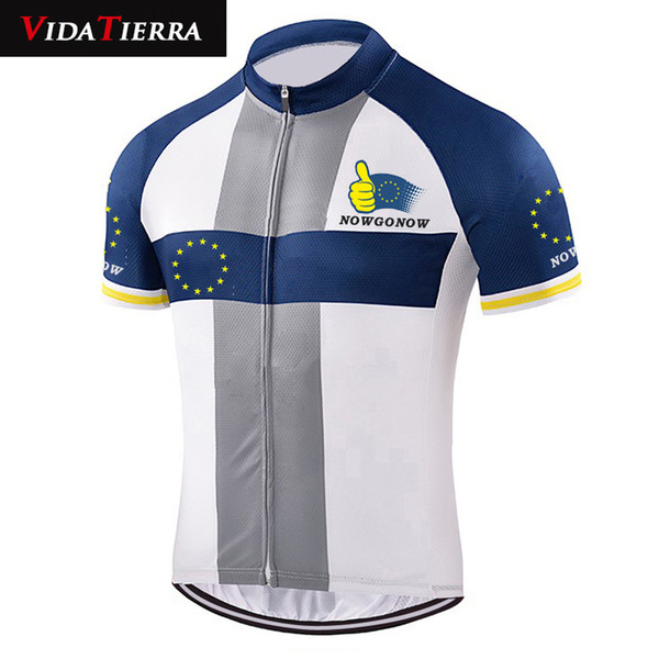 VIDATIERRA 2019 man cycling jersey white blue European Union Europe team EU classic clothing wear leader honour custom cool mtb jersey