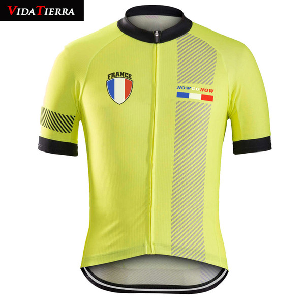 VIDATIERRA 2019 men cycling jersey Yellow brand France national team Cycling Clothing Crazy road Triathlon mountain classic Retro lucky cool