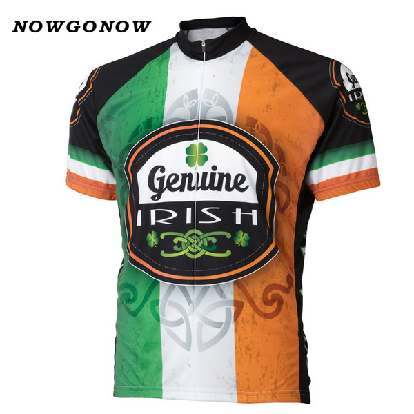 NOWGONOW Retro 2018 Cycling Jersey men Ireland flag green orange pro team Clothing Bike Wear MTB road tops Maillot summer Polyester