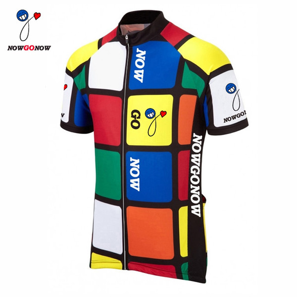 custom 2017 cycling jersey men tour clothing bike wear nowgonow Retro Jersey pro racing ropa ciclismo mtb road bicicleta Color squares funny