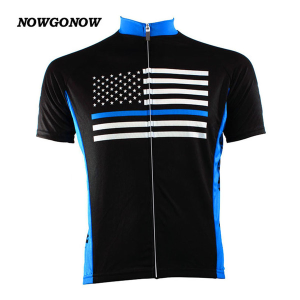 Wholesale custom MEN cycling jersey United States flag classic Retro clothing bike wear mtb road maillot ropa ciclismo nowgonow black blue