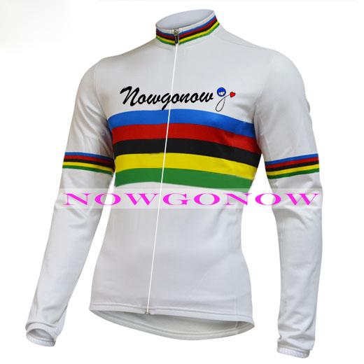 HOT rainbow 2016 cycling jersey long sleeve white clothes bike clothing wear riding MTB road ropa ciclismo NOWGONOW Polyester summer funny