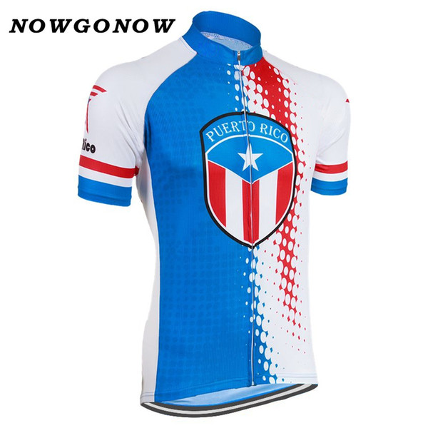 NOWGONOW 2018 Cycling Jersey men red blue national flag team Clothing Bike Wear pro MTB road top Maillot Puerto Rico summer cool