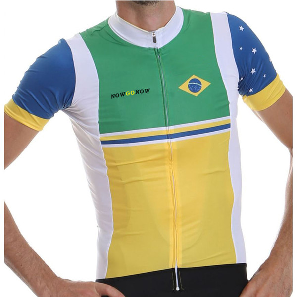 Men cycling jersey bike wear clothing Brazil national falg team maillot ciclismo classic short sleeve blue white mtb road NOWGONOW