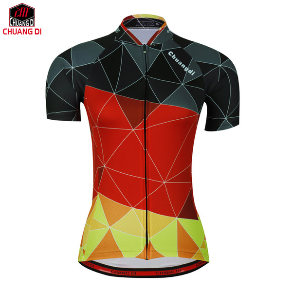 chuangdi 2018 Women Cycling Jersey Short Sleeve Jersey Bike Bicycle Clothing For Spring Summer Autumn