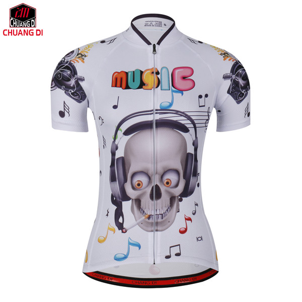 Music skeleton Athletics personality women's Cycling Jerseys Bicycle Short Sleeve cycling clothing free shipping Tops