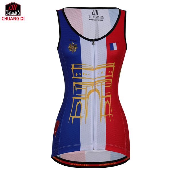 French Women Vest Sport Sleeveless Clothes Running Shirt Mesh Fabric Bike MTB Road Breathable Sportswear Top Cycling Vest