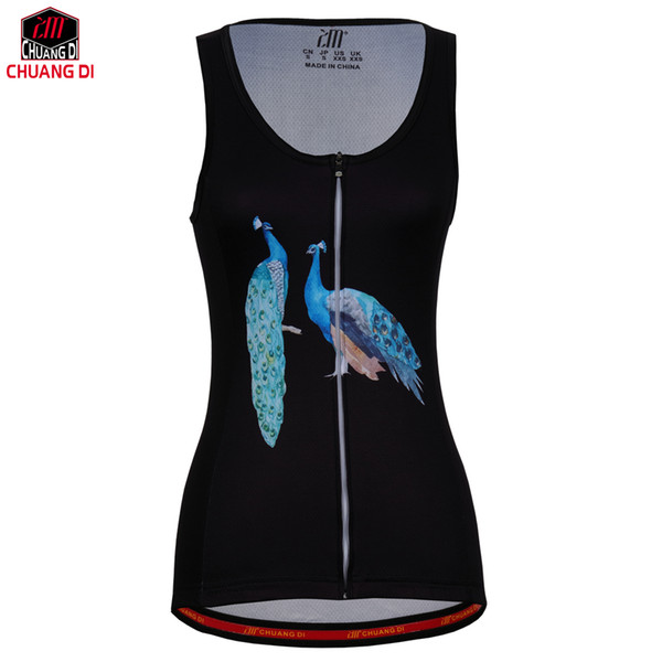 Black peacock Women Vest Sport Sleeveless Clothes Running Shirt Mesh Fabric Bike MTB Road Breathable Sportswear Top Cycling Vest