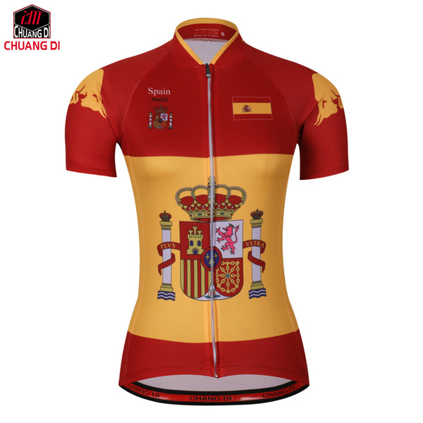 Spain Women Summer Outdoor Cycling Bicycle Jersey Clothing MTB Mountain Road Bike Quick Dry Tops Breathable Short Sleeve Shirt