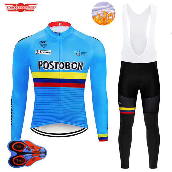 2018 Team Colombia Cycling Jersey Pants Set Long Bicycle Clothing Ropa Ciclismo MTB Winter Thermal Fleece Bike Clothes Wear