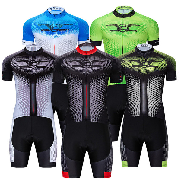 2019 New Green Cycling Jersey 9D Bib Set MTB Uniform Quick Dry Bike clothing Bicycle Wear Clothes Mens Short Maillot Culotte