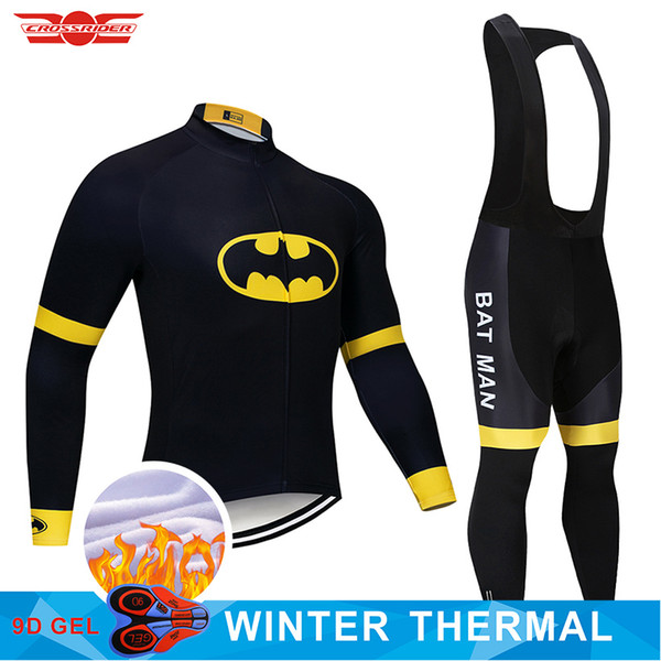 2019 Batman Winter Cycling Jersey 9D Pants Set MTB Bicycle Clothing Mens Ropa Ciclismo Thermal Fleece Bike Jacket Cycling Wear