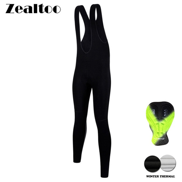 Zealtoo Roupa Ciclismo 3D Padded Coolmax Gel Winter Thermal Long Cycling Bib Pants Fleece MTB Bike Bicycle Racing Bib trousers