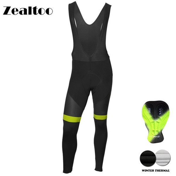 Zealtoo Winter Black Cycling Pants Gel Pad Bike Bicycle Trousers Long Culotte Ciclismo Men Women Thermal Fleece Cycling Wear