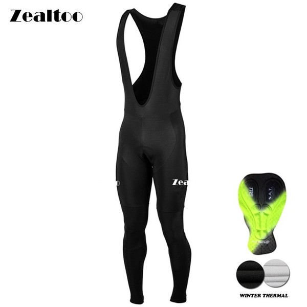 Zealtoo Warm 2018 Winter Thermal Fleece Black Cycling Long Bicycle Bib Pants Gel Pad Bike Bib Tights Mtb Men Ropa Ciclismo