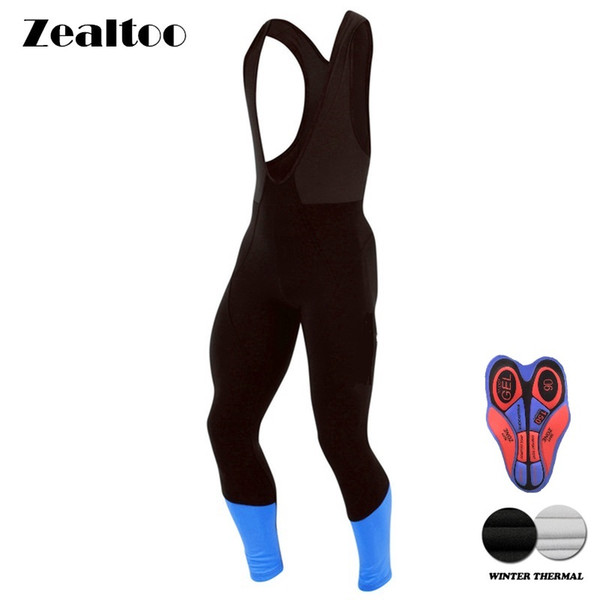 Zealtoo Winter Thermal Fleece Blue Cycling Long Bicycle Bib Pants 9D Gel Pad Bike Bib Tights Mtb Ropa Ciclismo Cycling Trousers