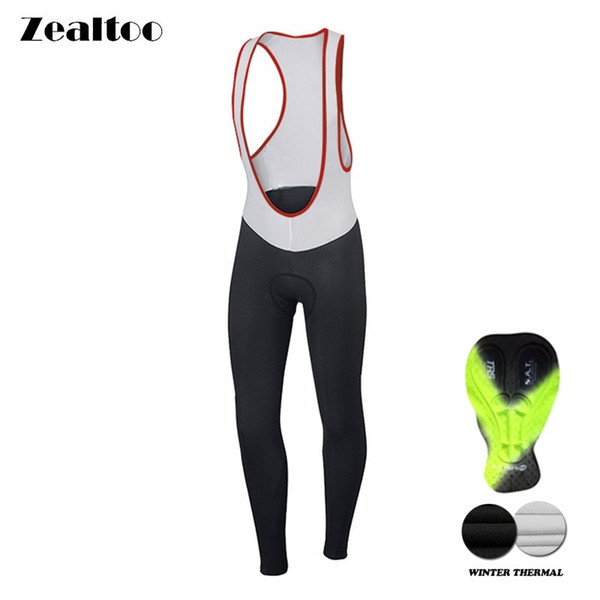 Zealtoo 2018 Warm Thermal Fleece Cycling Long Bicycle Bib Pants 3D Gel Pad Bike Bib Tights Mtb culote ciclismo hombre gel invierno