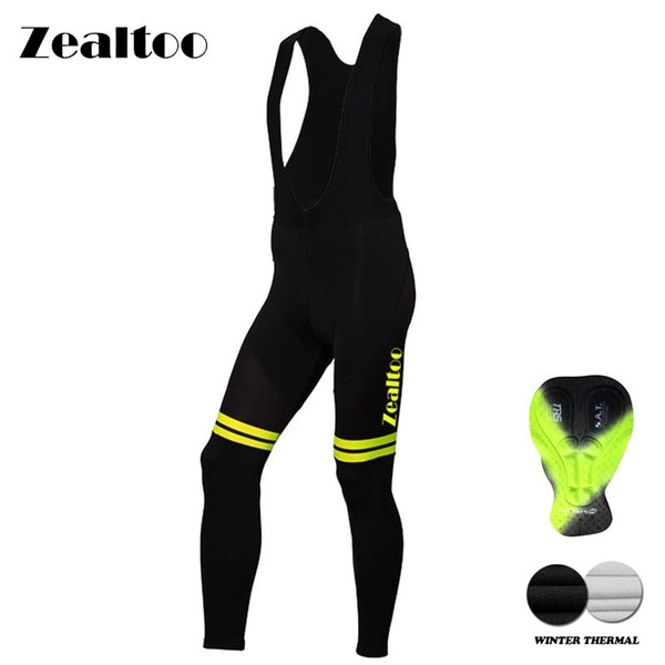 Zealtoo winter fleece Keep Warm Cycling Bib Trousers Thermal MTB Bike Pants Bicycle Tights Coolmax 3D Gel Pad Cycling pants