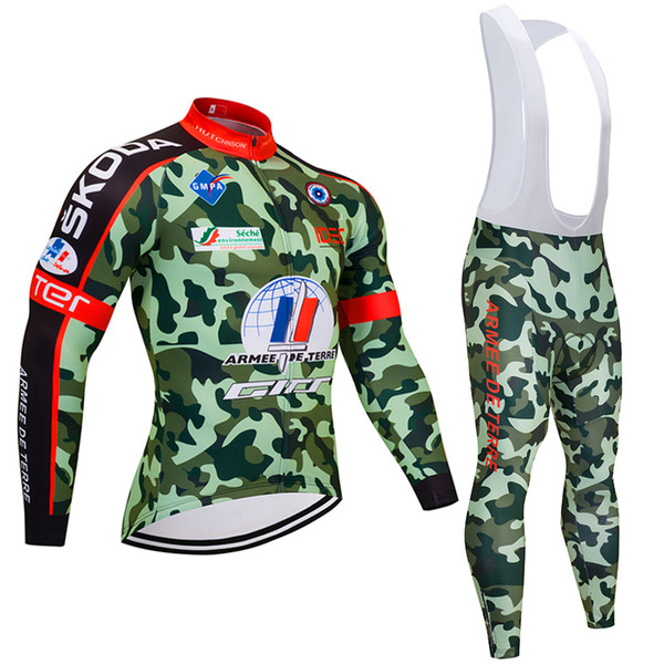 2018 FRANCE CAMO long sleeve Cycling Jerseys Breathable Bike Clothing Quick-Dry Bicycle Sportwear Ropa Ciclismo GEL Pad Bike Bib Pants