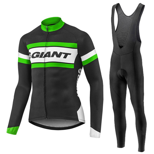 High Quality Team GIANT Long Sleeve Cycling Clothes for Men Thin Cycling Jerseys & Pants Set for Autumn/ Spring Bike Clothes Maillot Ciclism