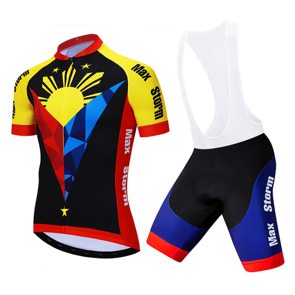 2019 New Team Philippines Cycling Jersey/Cycling sets Customized Road Mountain Race Top max storm Reflective zipper 4 pocket