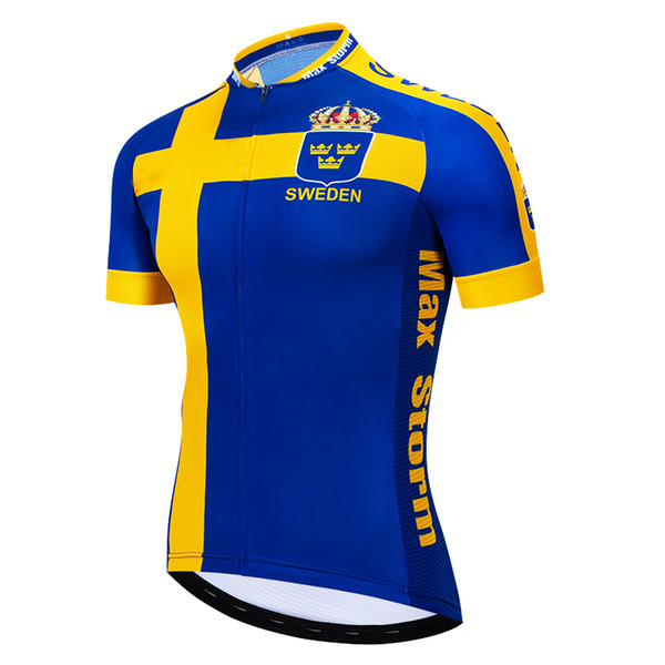 2019 Sweden New Team Cycling Jersey Customized Road Mountain Race Top max storm Reflective zipper 4 pocket