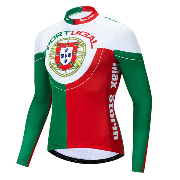 2019 Portugal NEW cycling jersey long sleeve Winter Thermal Fleece & no Fleece cycling clothes Reflective zipper 4 pocket